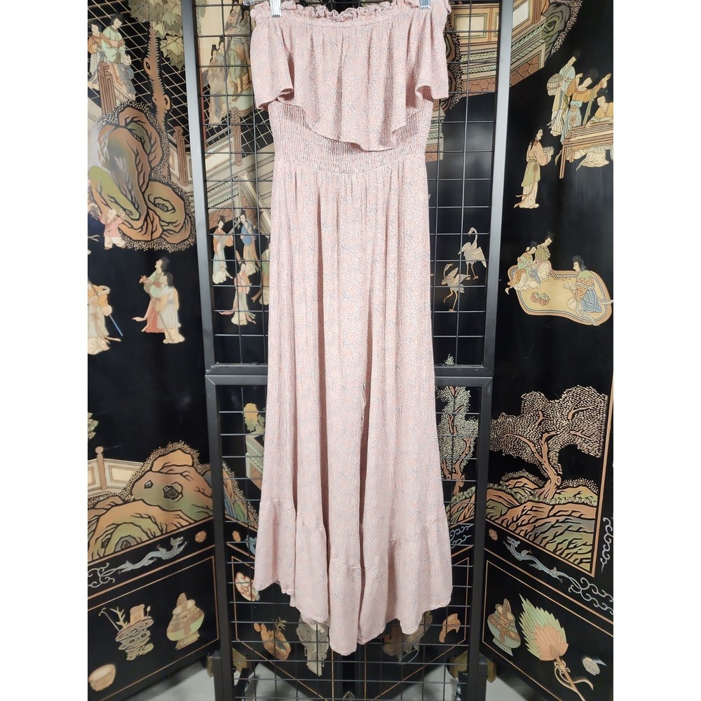 ILLA‎ ILLA Strapless Boho Wide Leg Romper,Dusty Rose Floral Print Size Small